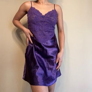 Purple lace and satin dress